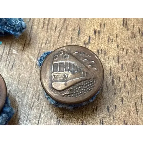 5 RAILROAD TRAINS Stud Overall Work Button 5/8" Inch Engineer Rivets PRR - Picture 2 of 7